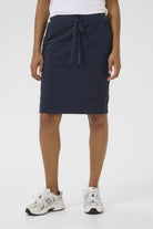 Kaffe Naya Cotton Elasticated Waist Skirt - Midnight Marine