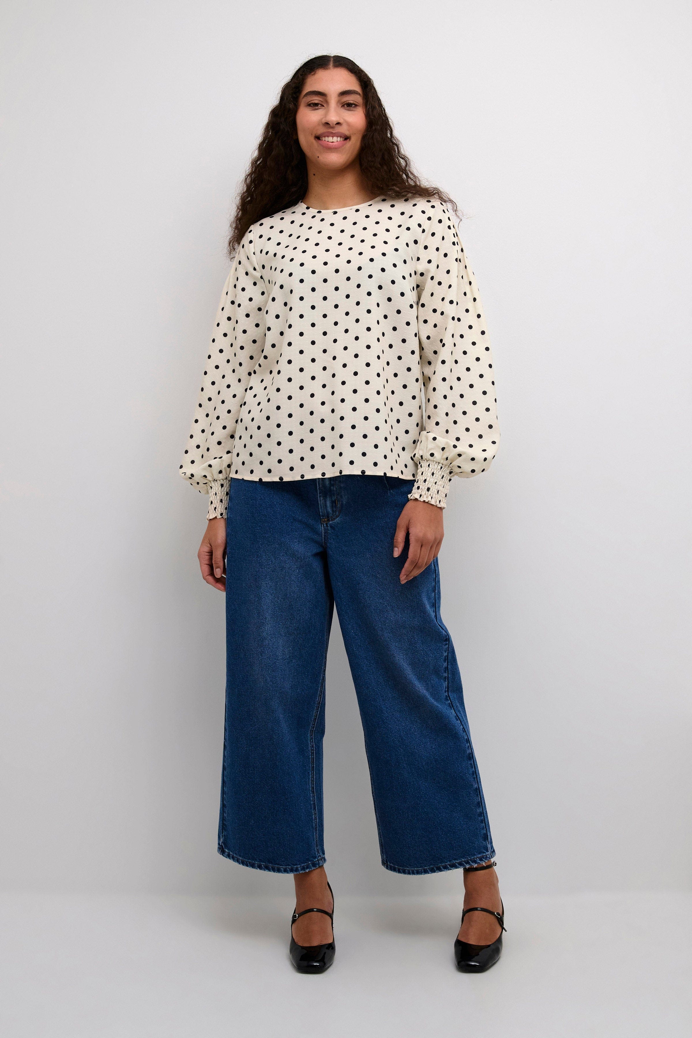 Kaffe Oscarna Polka Dot Blouse - Chalk/Black Dot