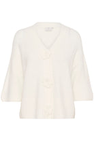 Kaffe Rosie Flower Embellished Cardigan - Chalk