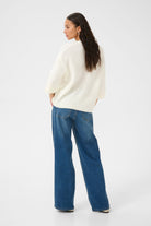 Kaffe Rosie Flower Embellished Cardigan - Chalk