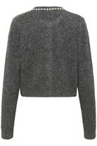 Kaffe Roxy Jewel Embellished Neck Cardigan - Grey Melange