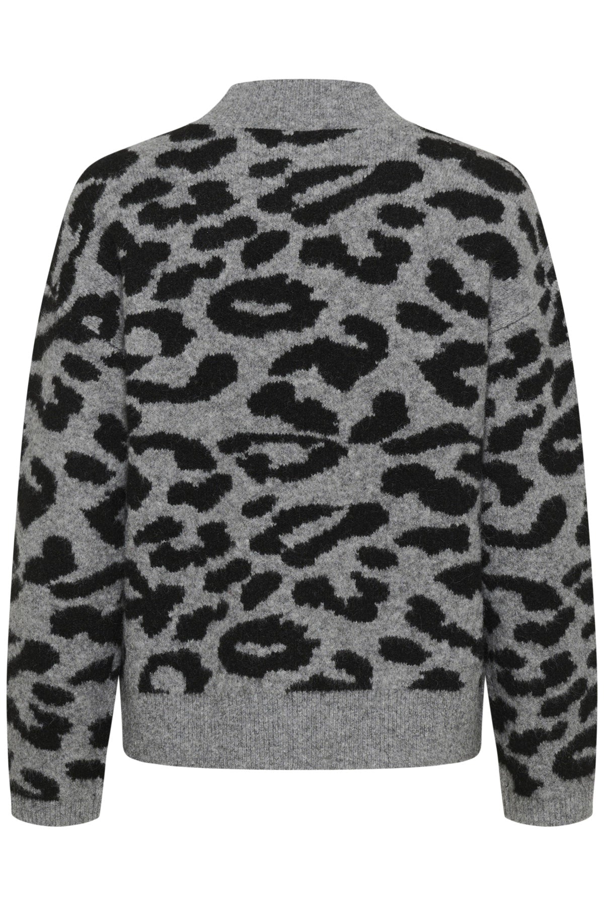 Kaffe Sandra Jumper - Light Grey Melange/Black Leopard