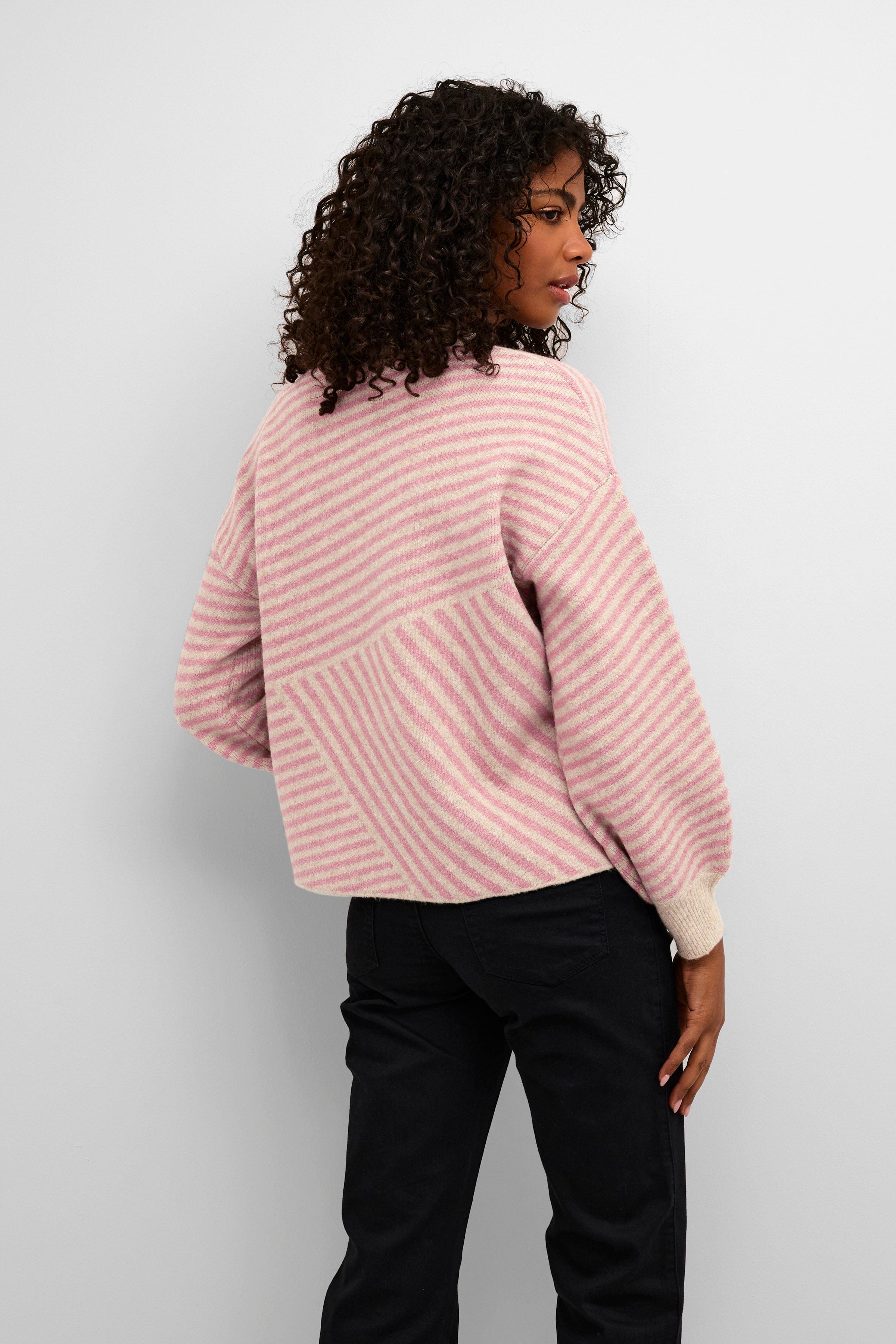 Kaffe Verana Knit Jumper - Feather Gray Melange/Rosa