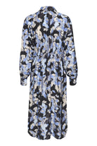 Kaffe Victoria Shirt Midi Dress - Black/Blue Graphic Strokes