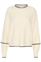Kaffe Villi Contrast Knit Jumper - Chalk Melange