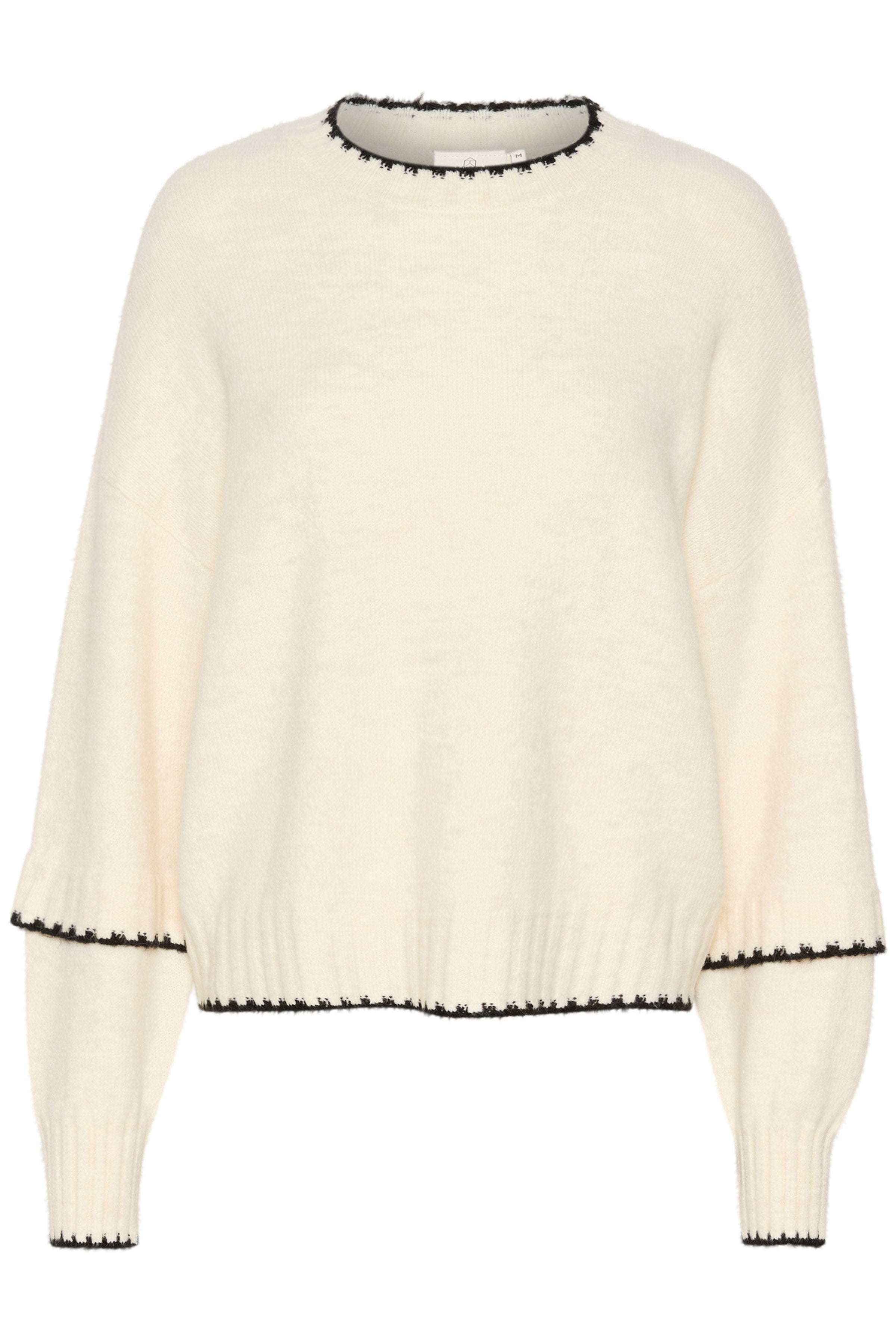 Kaffe Villi Contrast Knit Jumper - Chalk Melange