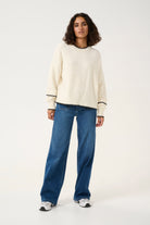 Kaffe Villi Contrast Knit Jumper - Chalk Melange