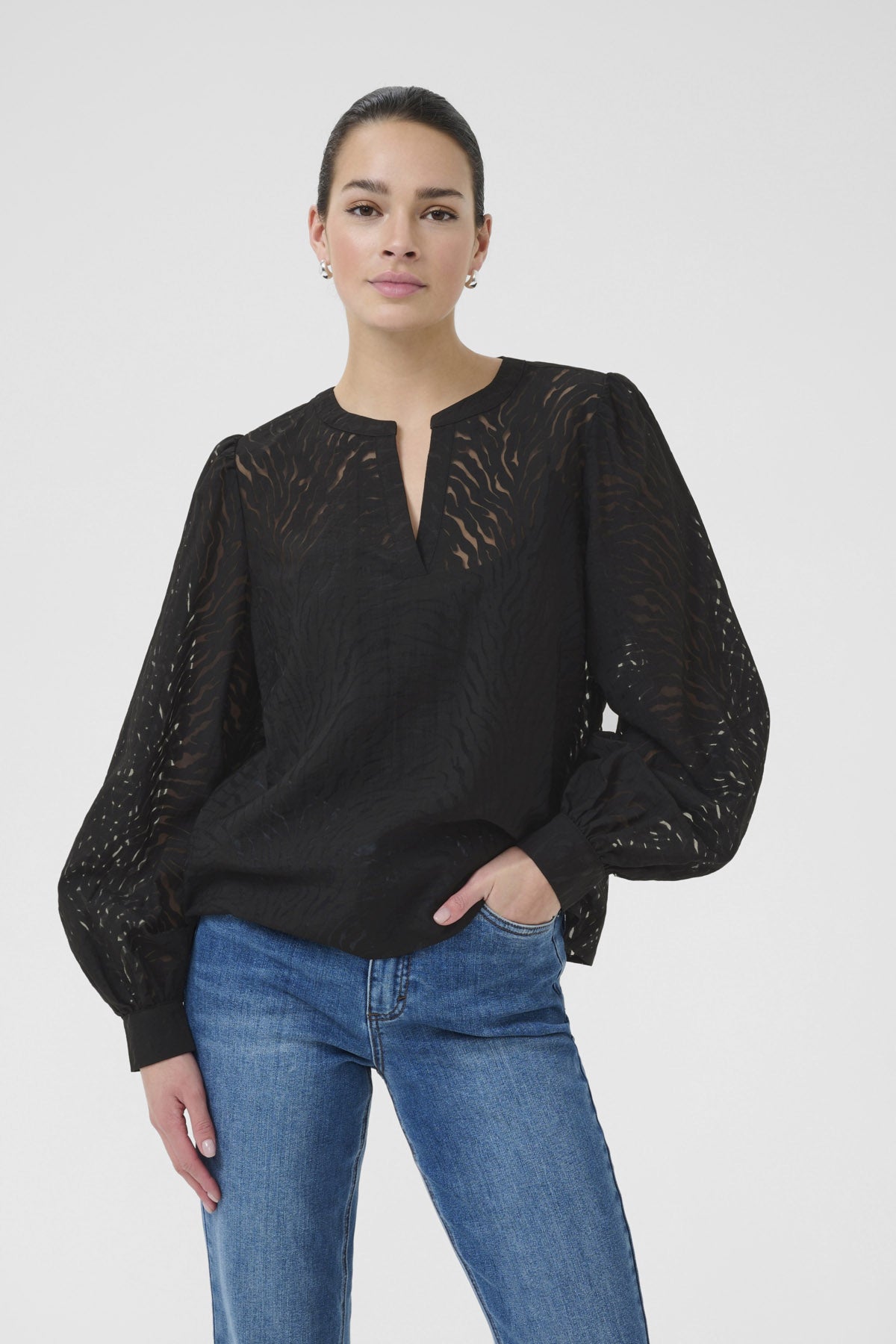 Kaffe Vivian Printed Blouse - Black