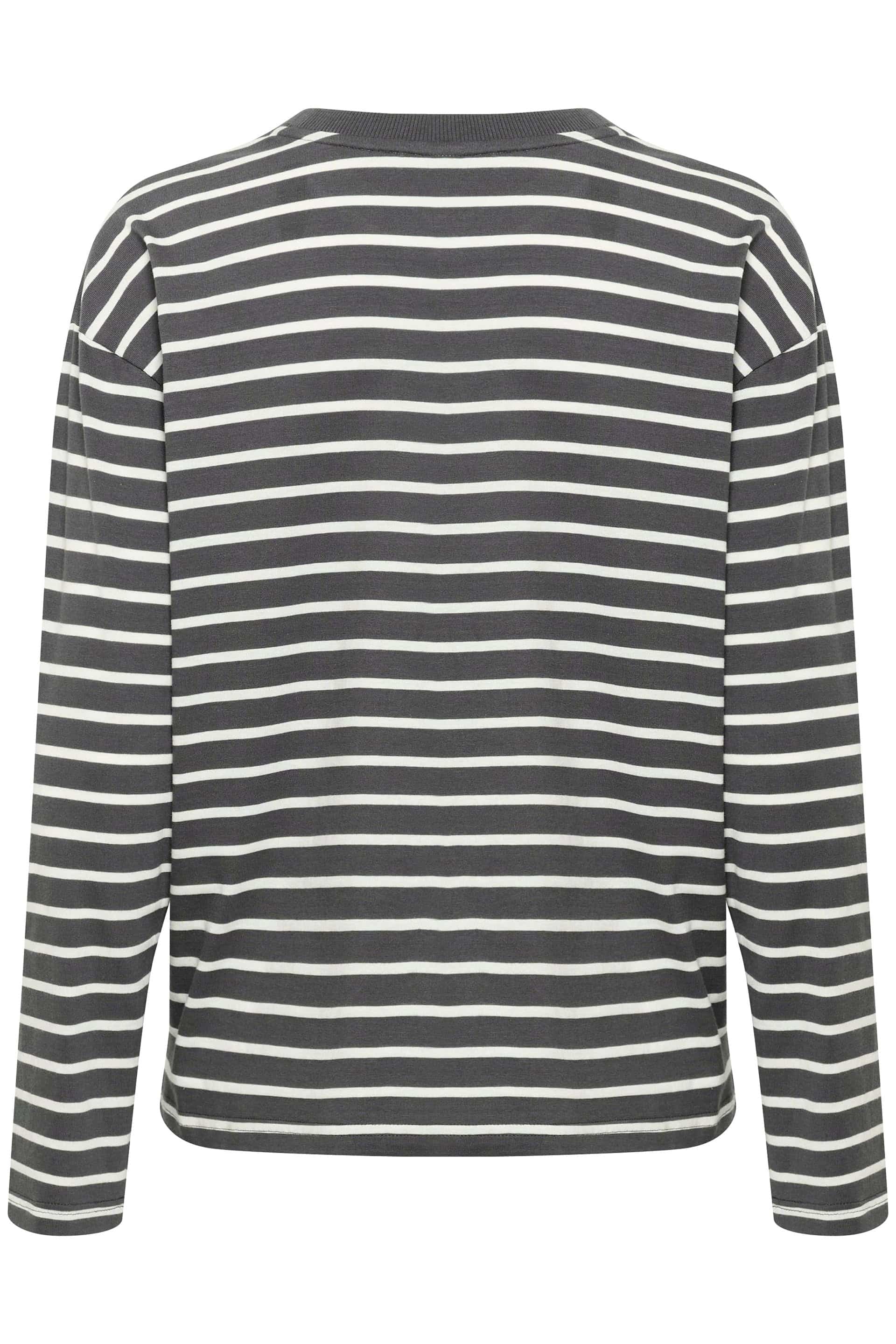 Kaffe Winny Long Sleeve T-Shirt - Black Oyster/Ant. White Stripe