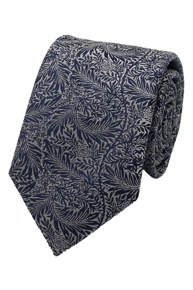Lloyd Attree & Smith Delicate Leaves Tie - Navy/Silver F1795_1_OS
