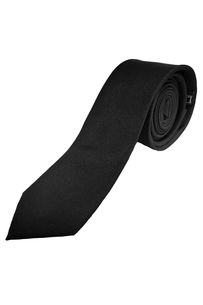 Lloyd Attree & Smith Fine Twill Plain Slim Tie - Black T9001_2_OS