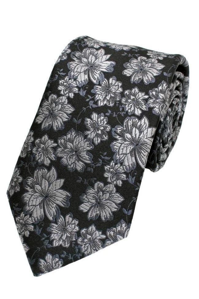 Lloyd Attree & Smith Floral Lace Polyester Tie - Black F1748_3_OS