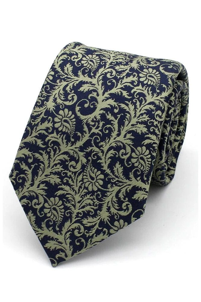 Lloyd Attree & Smith Floral Paisley Tie - Sage/Navy F1797_8_OS