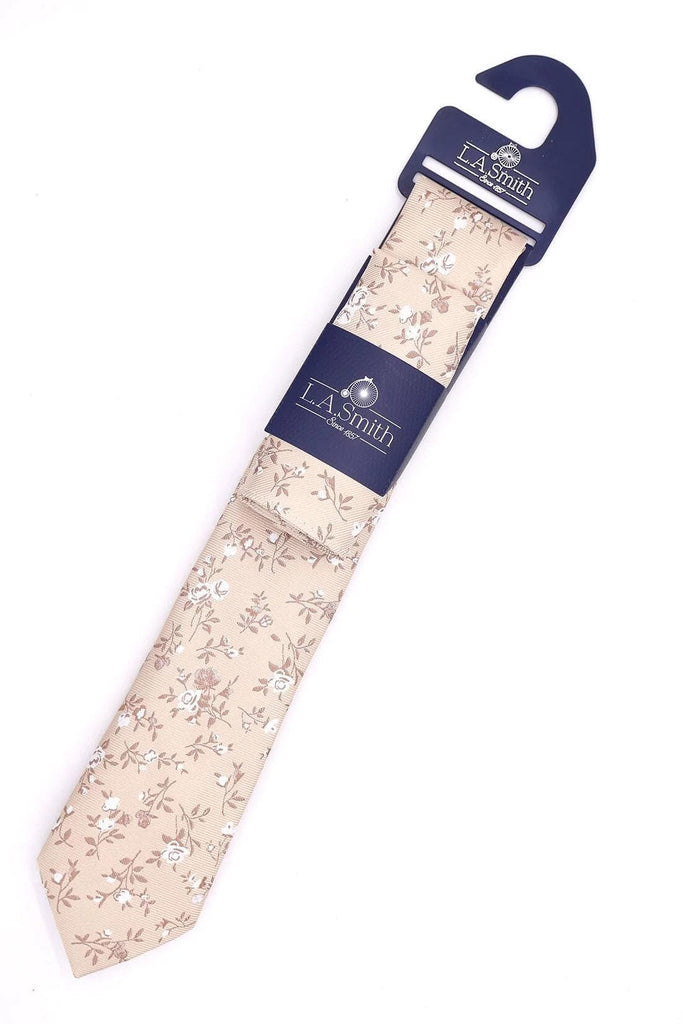 Lloyd Attree & Smith Floral Tie and Pocket Square Set - Champagne SET1916_4_OS