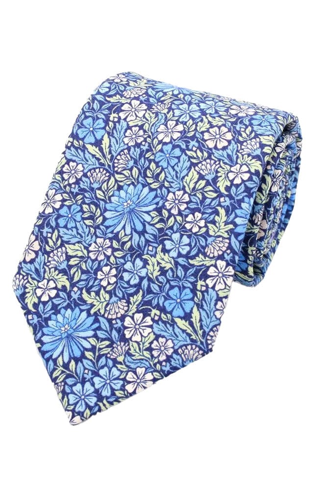 Lloyd Attree & Smith Liberty Moon Flower Cotton Tie - Blue LIBT87_3_OS