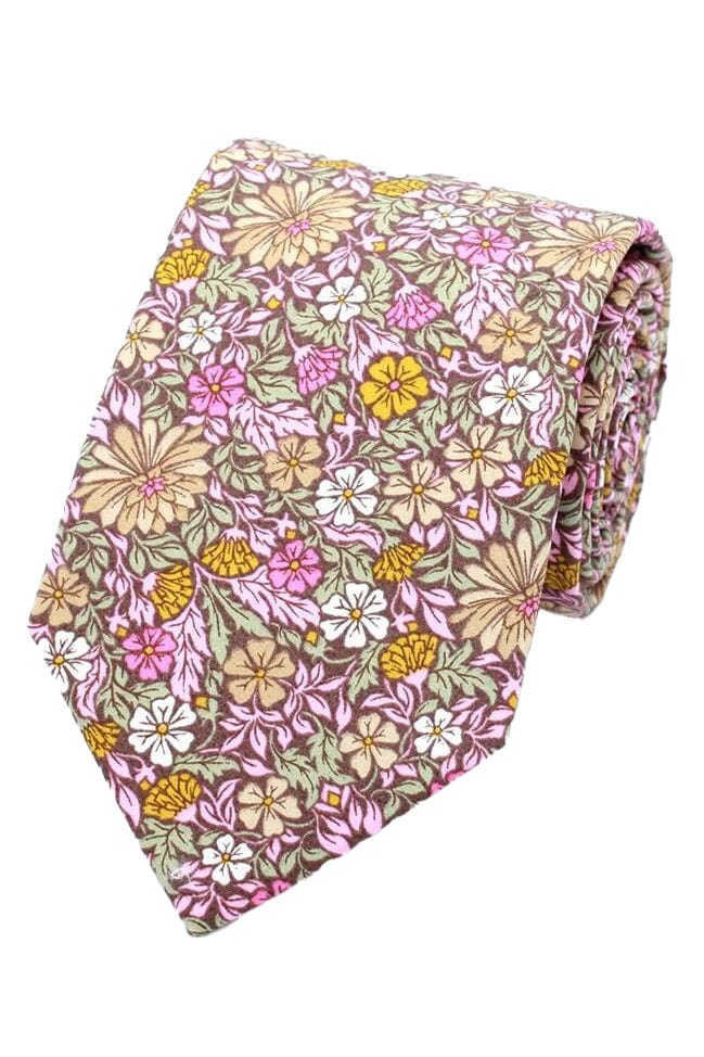 Lloyd Attree & Smith Liberty Moon Flower Cotton Tie - Pink LIBT87_2_OS