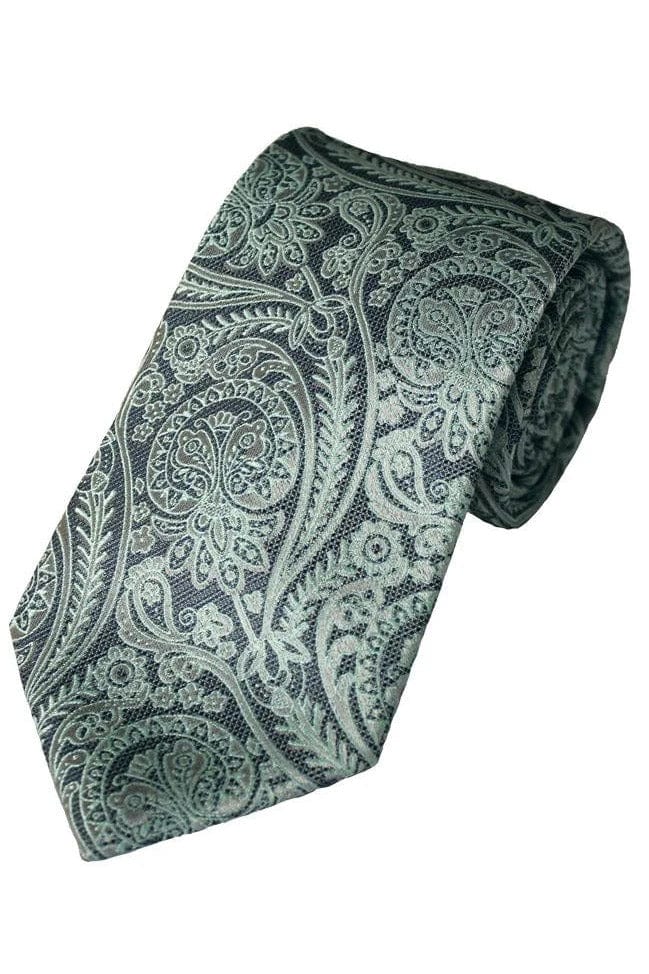 Lloyd Attree & Smith Paisley Lace Tie - Green/Grey F1718_3_OS