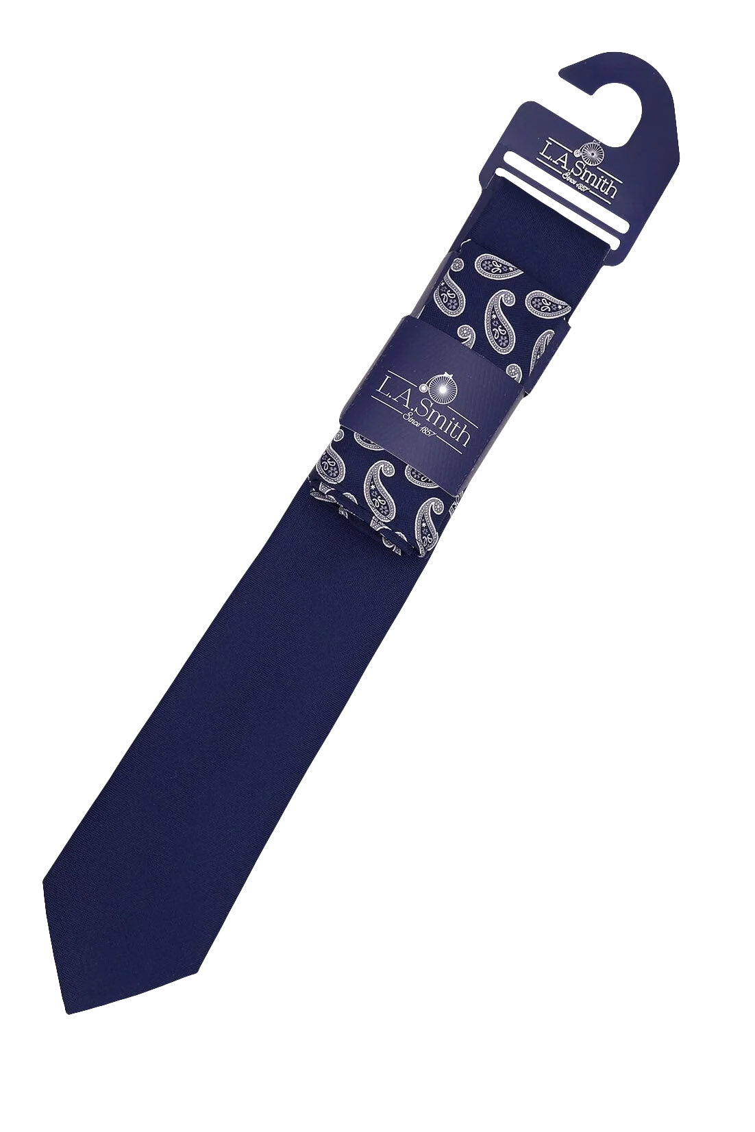 Lloyd Attree & Smith Plain Tie and Paisley Pocket Square Set - Navy SET1922_1_OS
