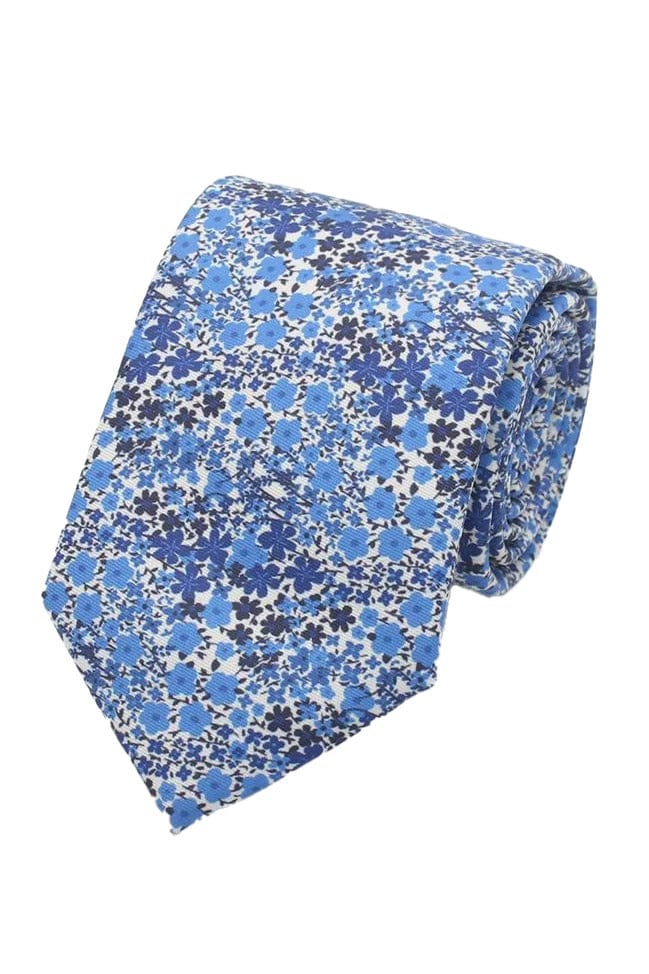 Lloyd Attree & Smith Tiny Floral Tie and Handkerchief Set - Blue SET4052_3_OS