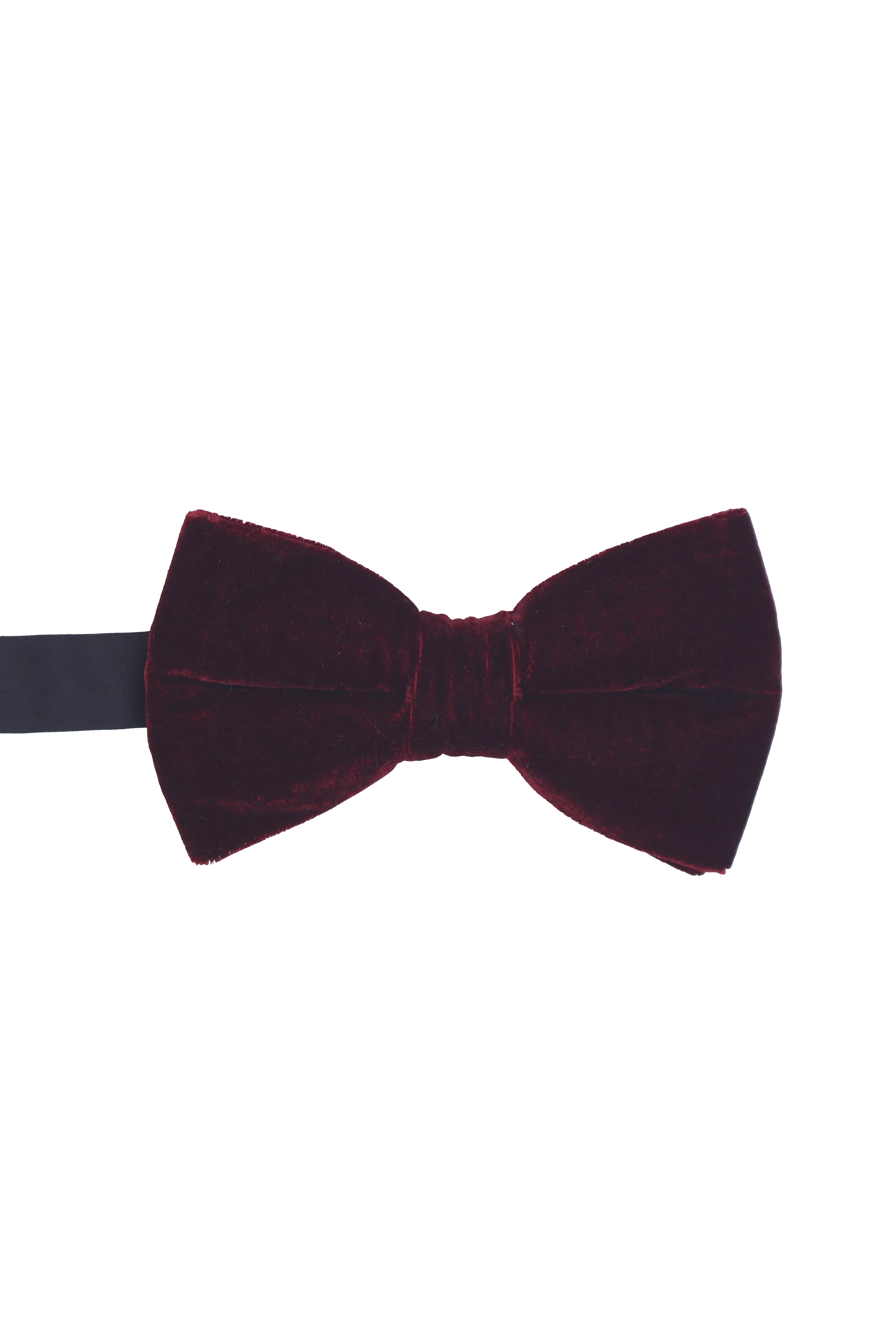 Lloyd Attree & Smith Velvet Ready Tied Bow Tie - Burgundy B5500_4_OS