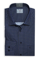 Marvelis Non-Iron Comfort Fit Circular Print Shirt - Navy/White