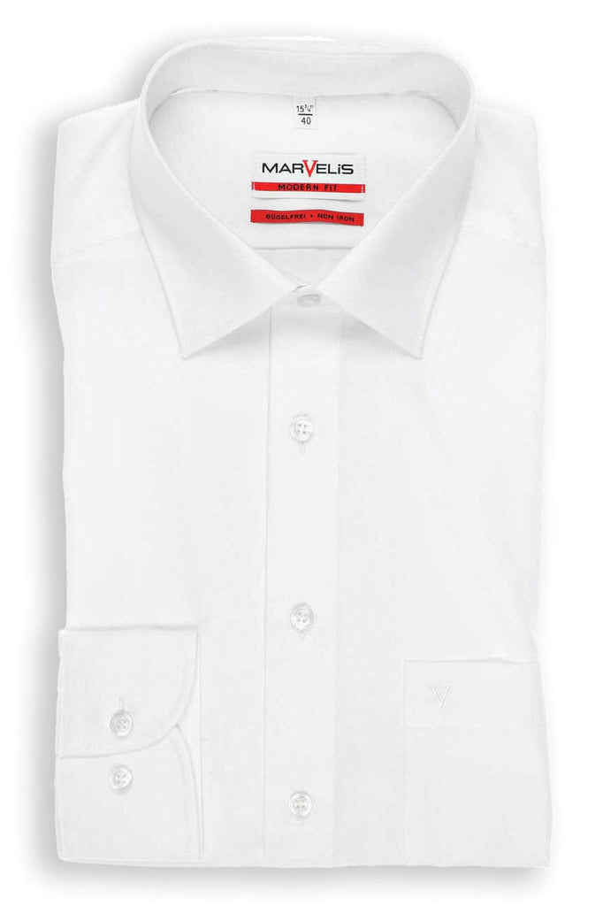Marvelis Non-Iron Modern Fit Plain Shirt - White