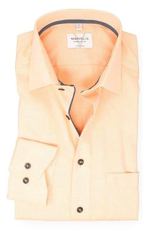 Marvelis Non-Iron Modern Fit Self Patterned Shirt - Orange