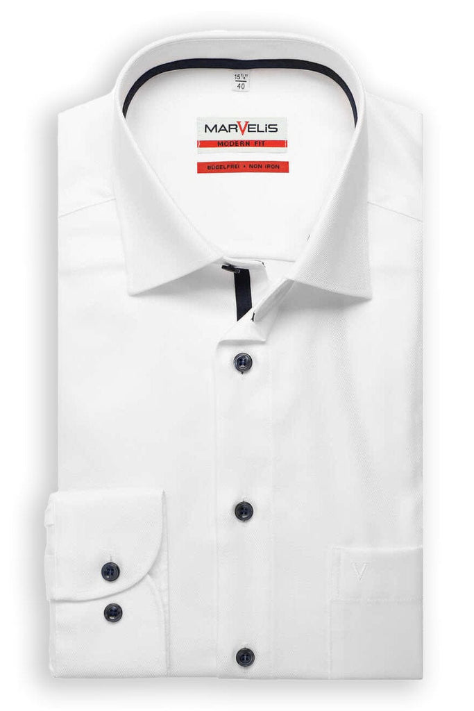 Marvelis Non-Iron Modern Fit Twill Shirt - White