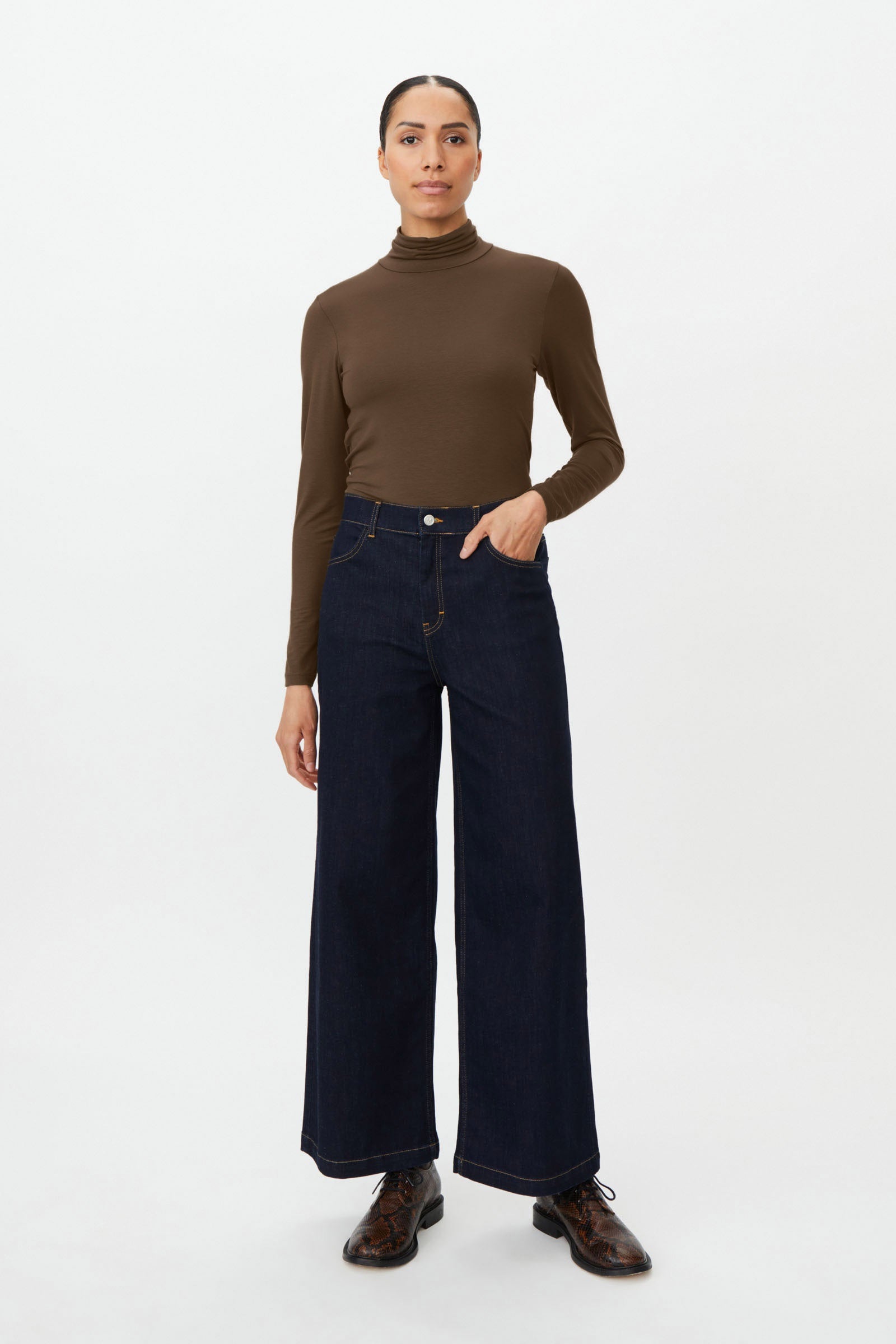 Masai Brooklyn Jersey Turtleneck Top - Slate Black