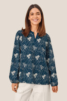 Masai Dixie Embroidered Blouse - Sargasso Sea
