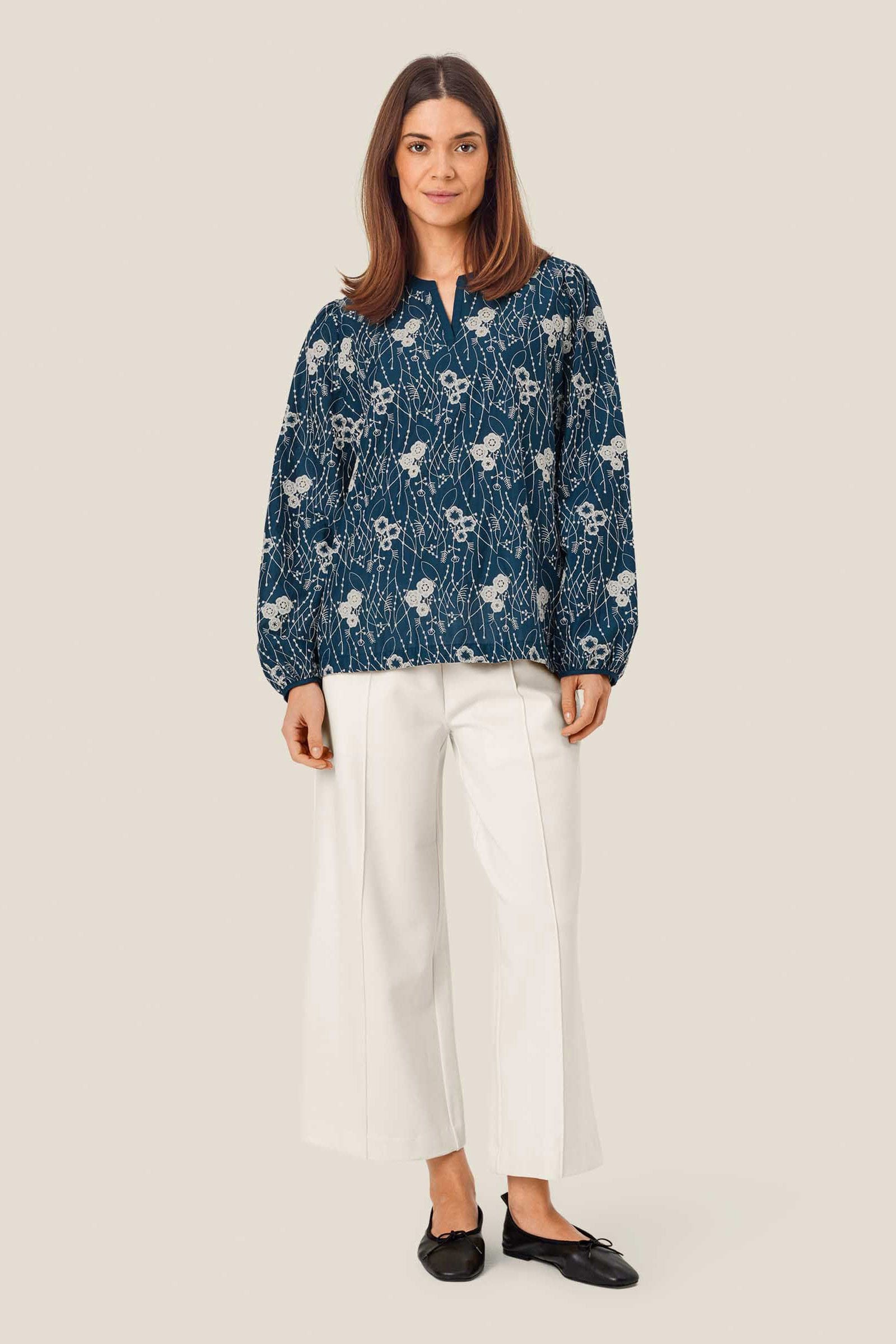 Masai Dixie Embroidered Blouse - Sargasso Sea