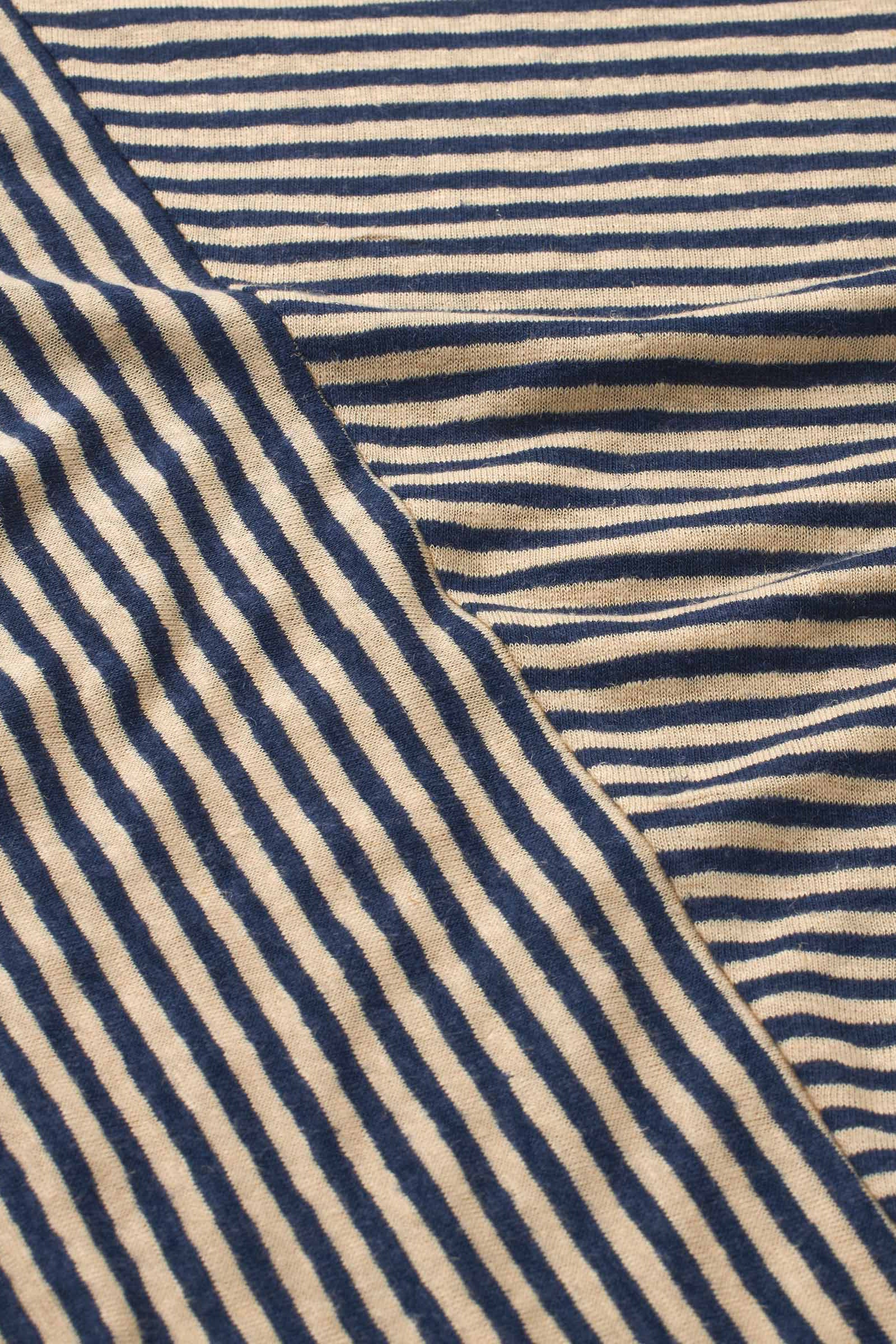 Masai Drasara Striped Linen-blend 3/4 Top - Medieval Blue