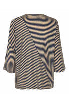Masai Drasara Striped Linen-blend 3/4 Top - Medieval Blue