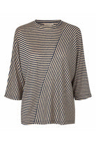 Masai Drasara Striped Linen-blend 3/4 Top - Medieval Blue
