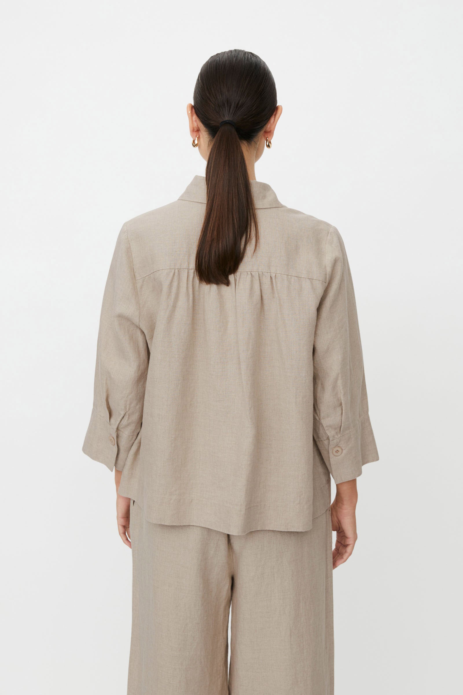 Masai Idakai Linen 3/4 Sleeve Shirt - Natural