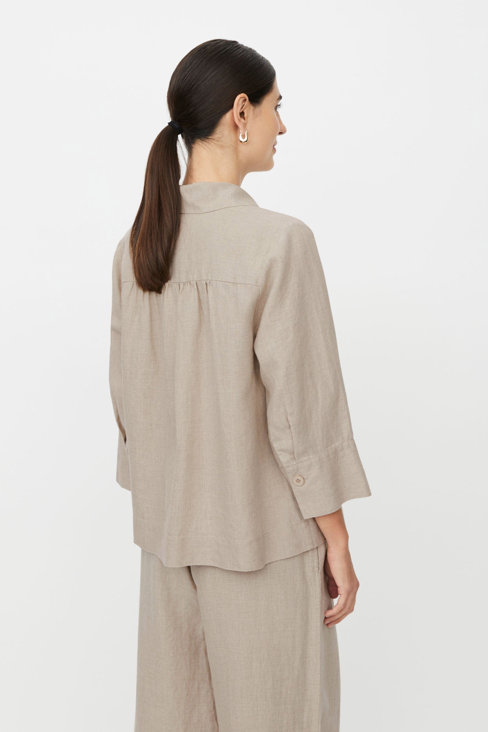 Masai Idakai Linen 3/4 Sleeve Shirt - Natural