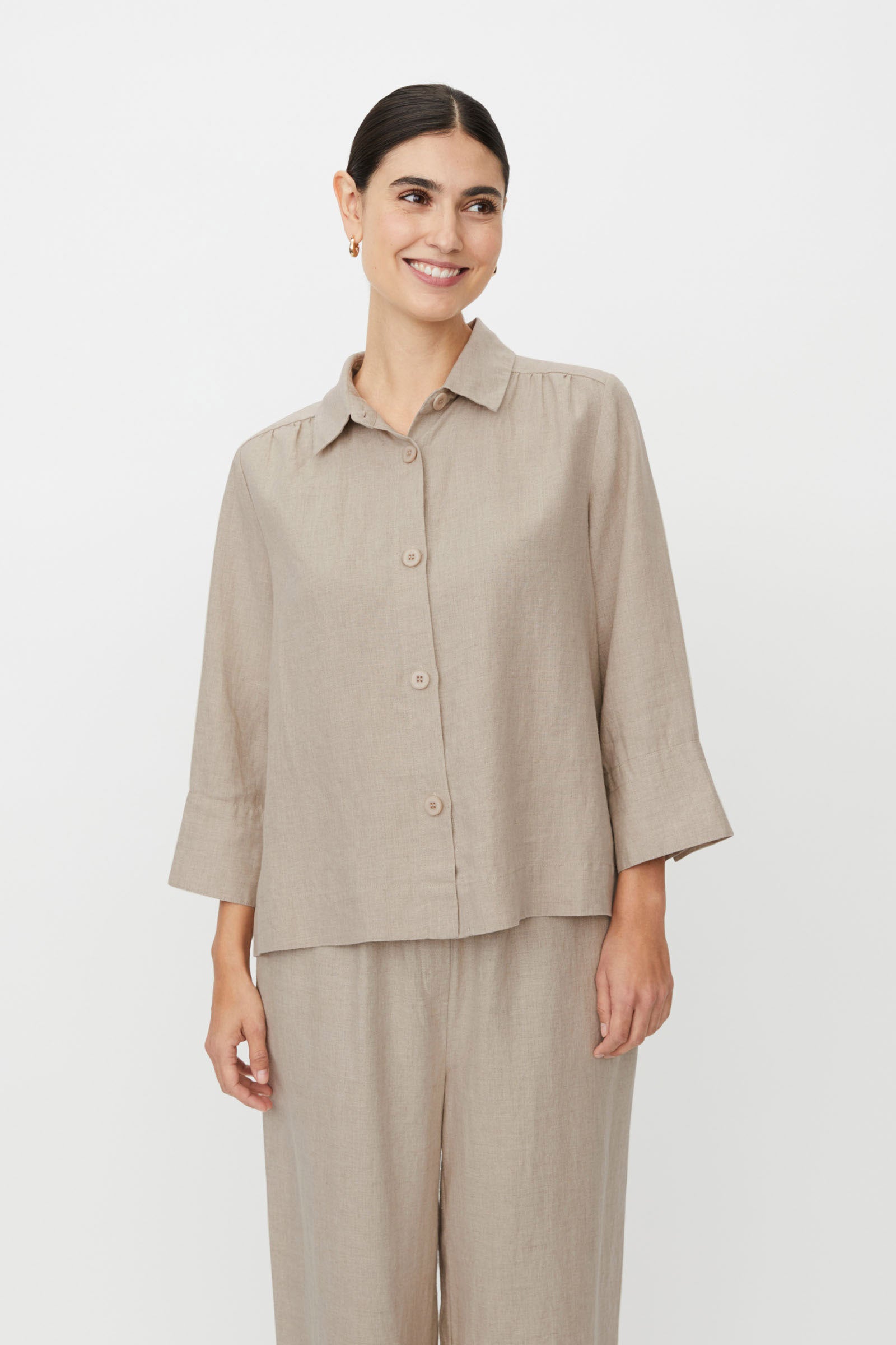 Masai Idakai Linen 3/4 Sleeve Shirt - Natural