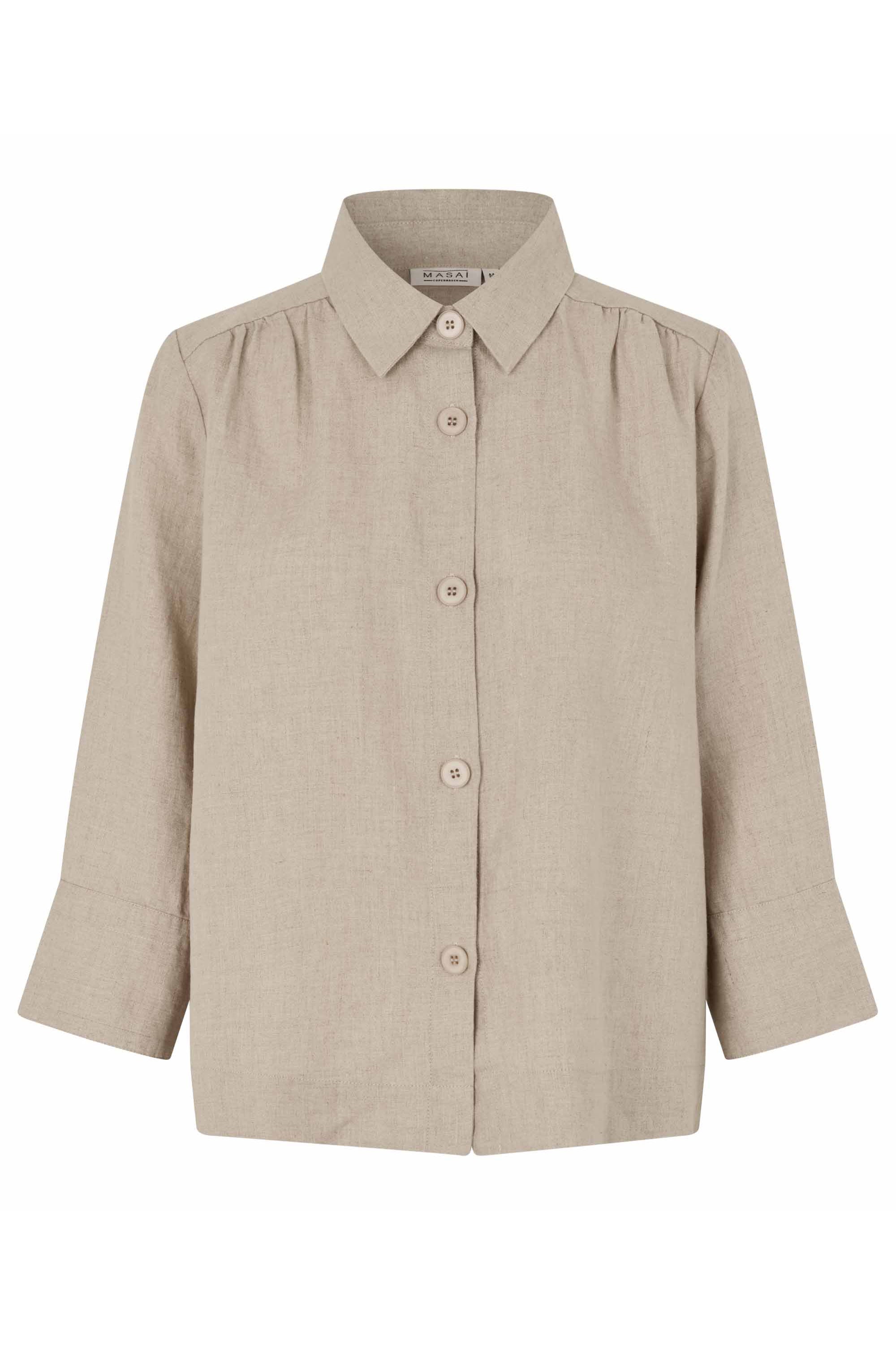 Masai Idakai Linen 3/4 Sleeve Shirt - Natural