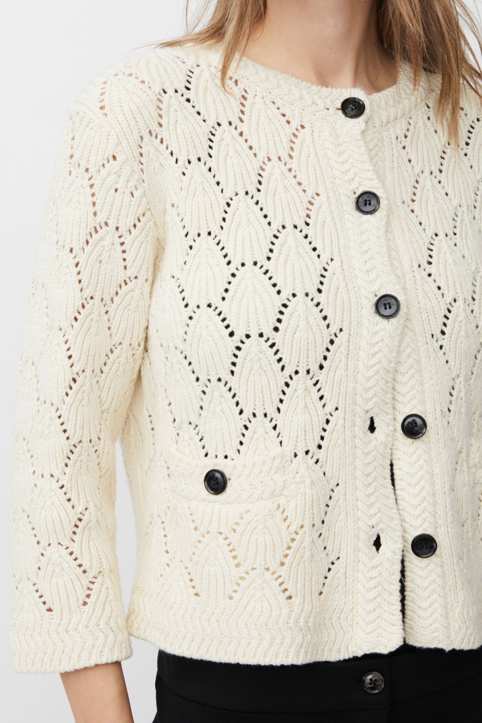 Masai Lexina Openwork Knit Cardigan - Whitecap