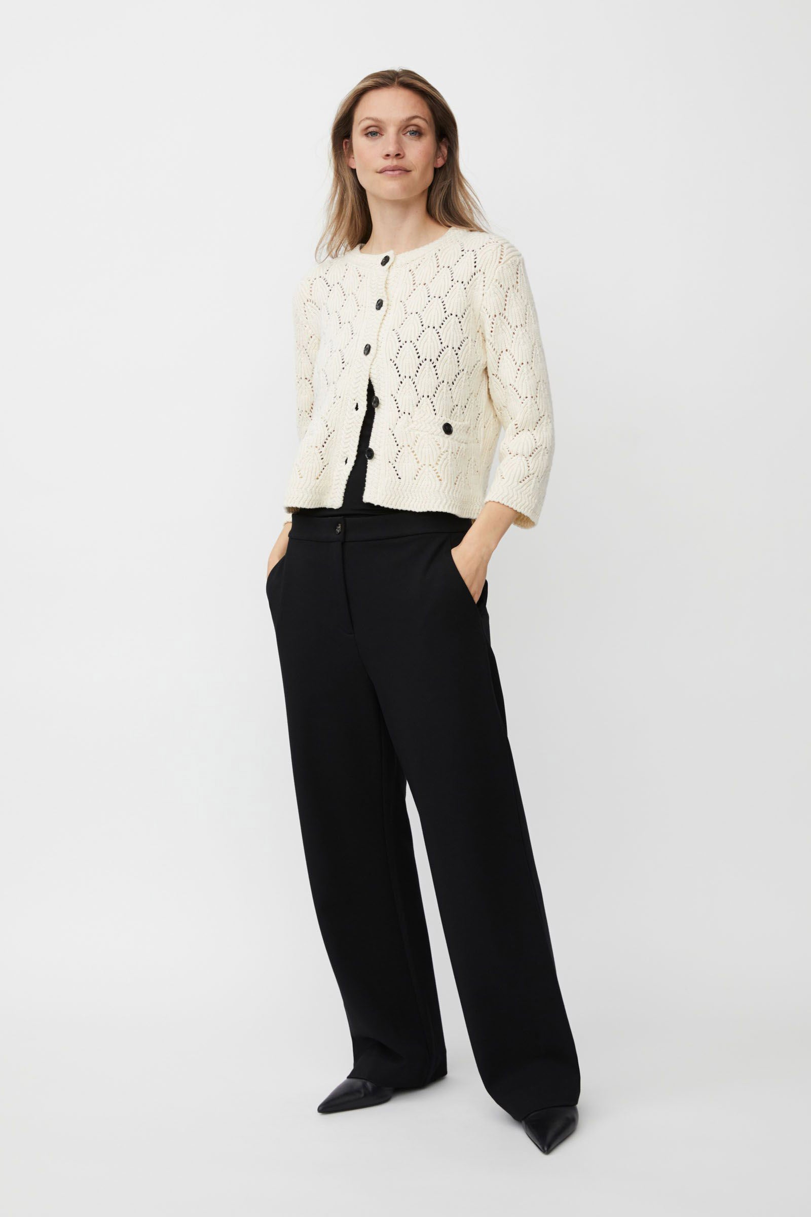 Masai Lexina Openwork Knit Cardigan - Whitecap