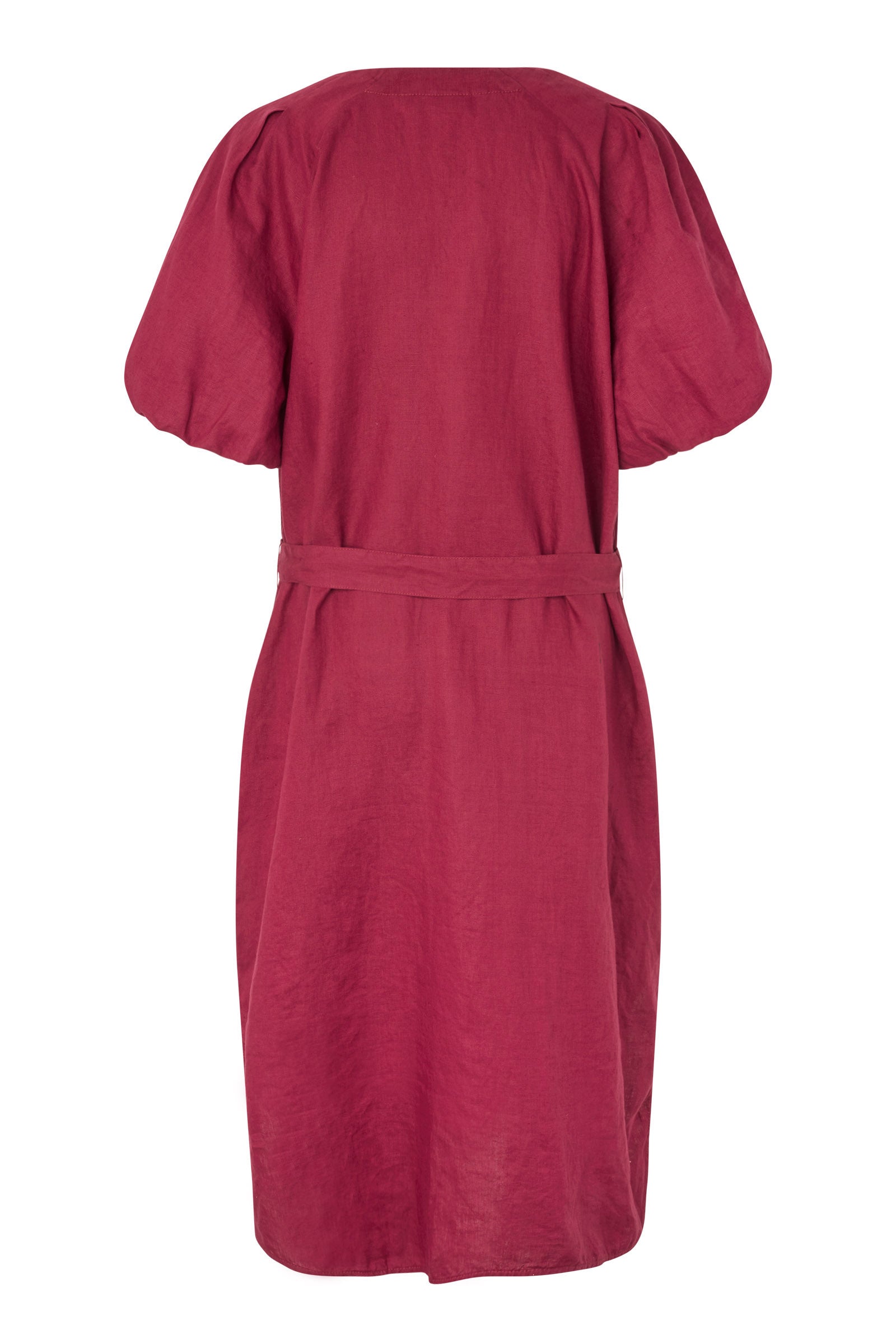 Masai Nalirae Tie Waist Linen Dress - Beet Red