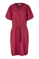 Masai Nalirae Tie Waist Linen Dress - Beet Red