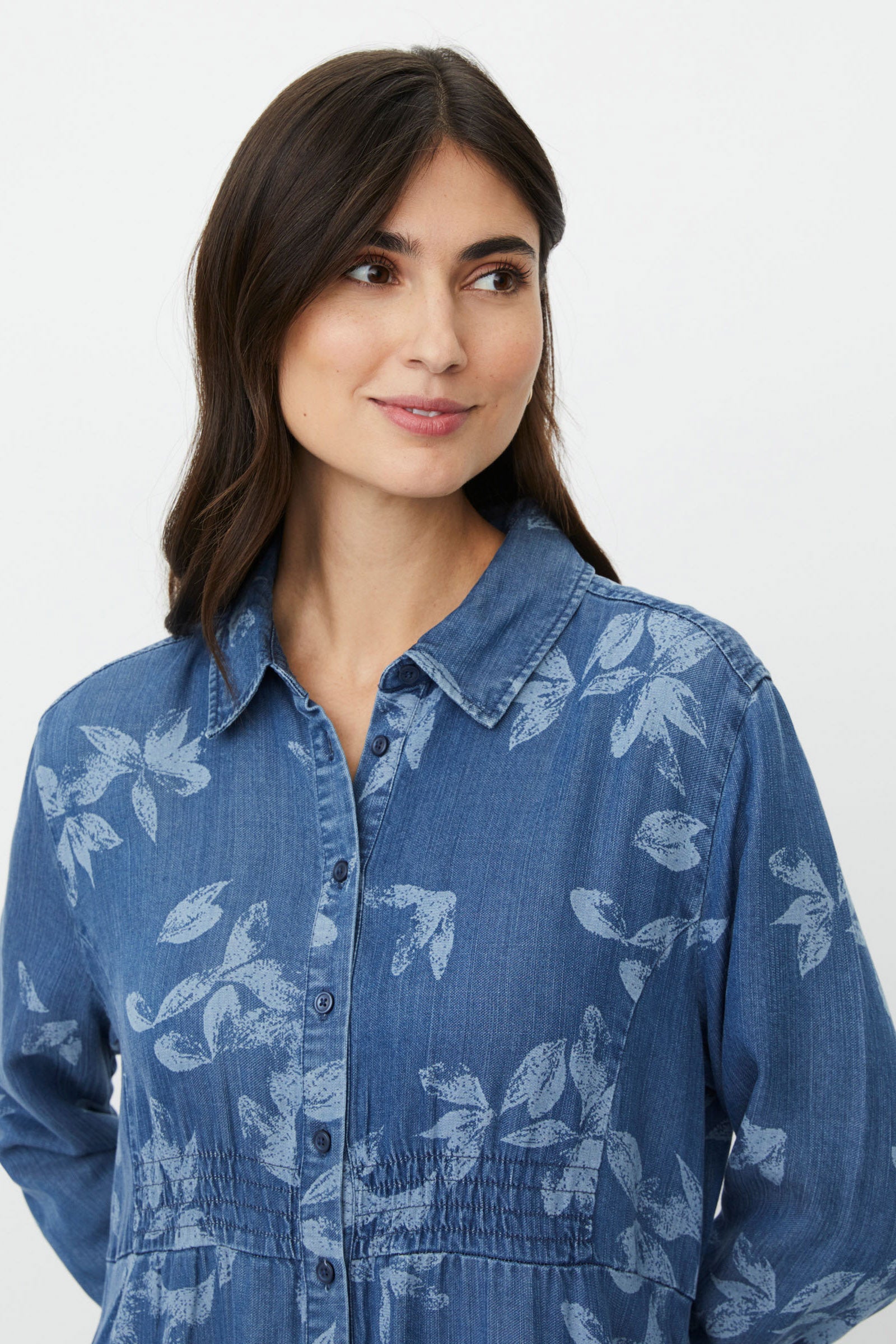 Masai Norvinu Printed Lyocell Shirt Dress - Blue Denim