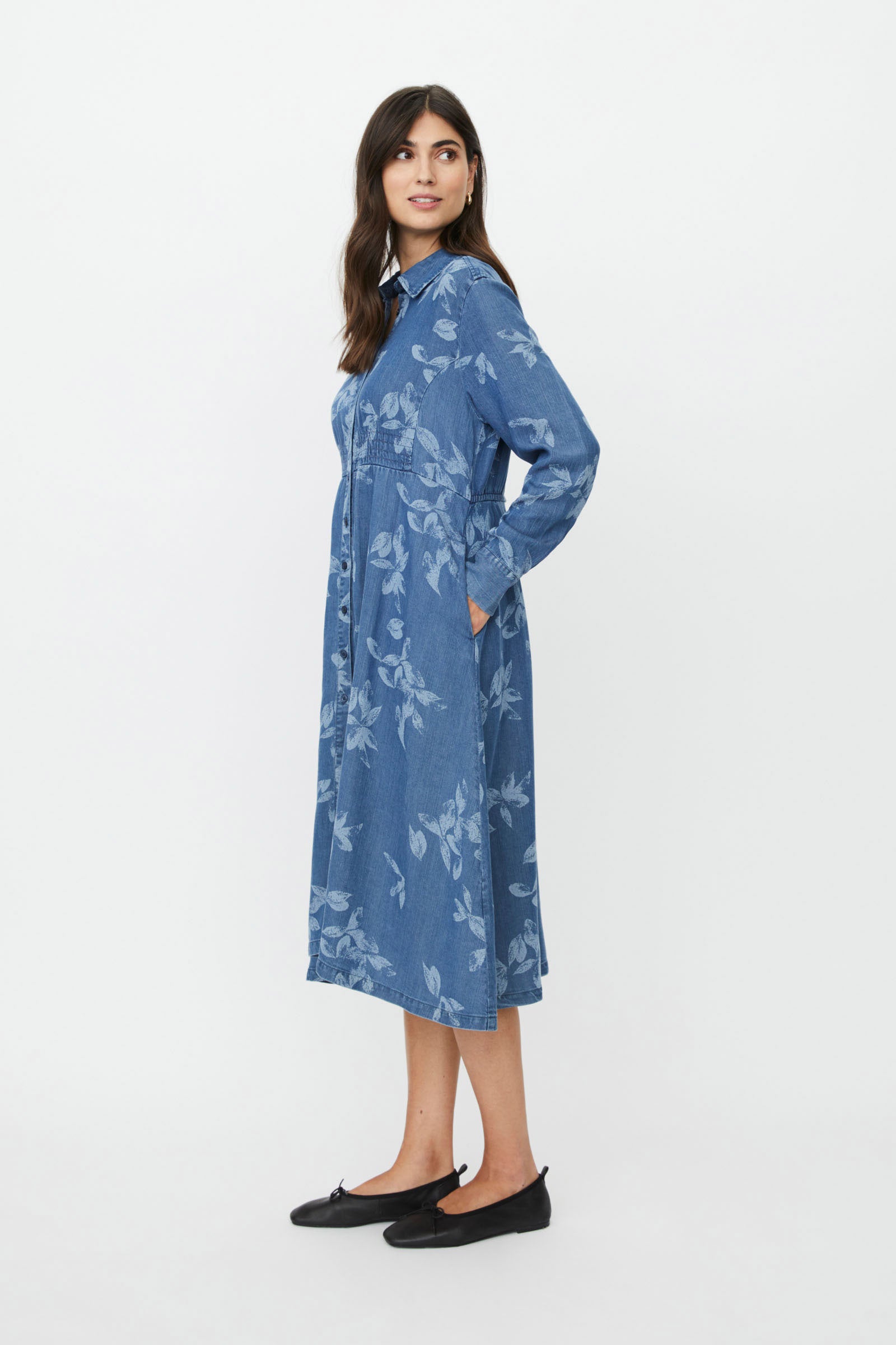 Masai Norvinu Printed Lyocell Shirt Dress - Blue Denim