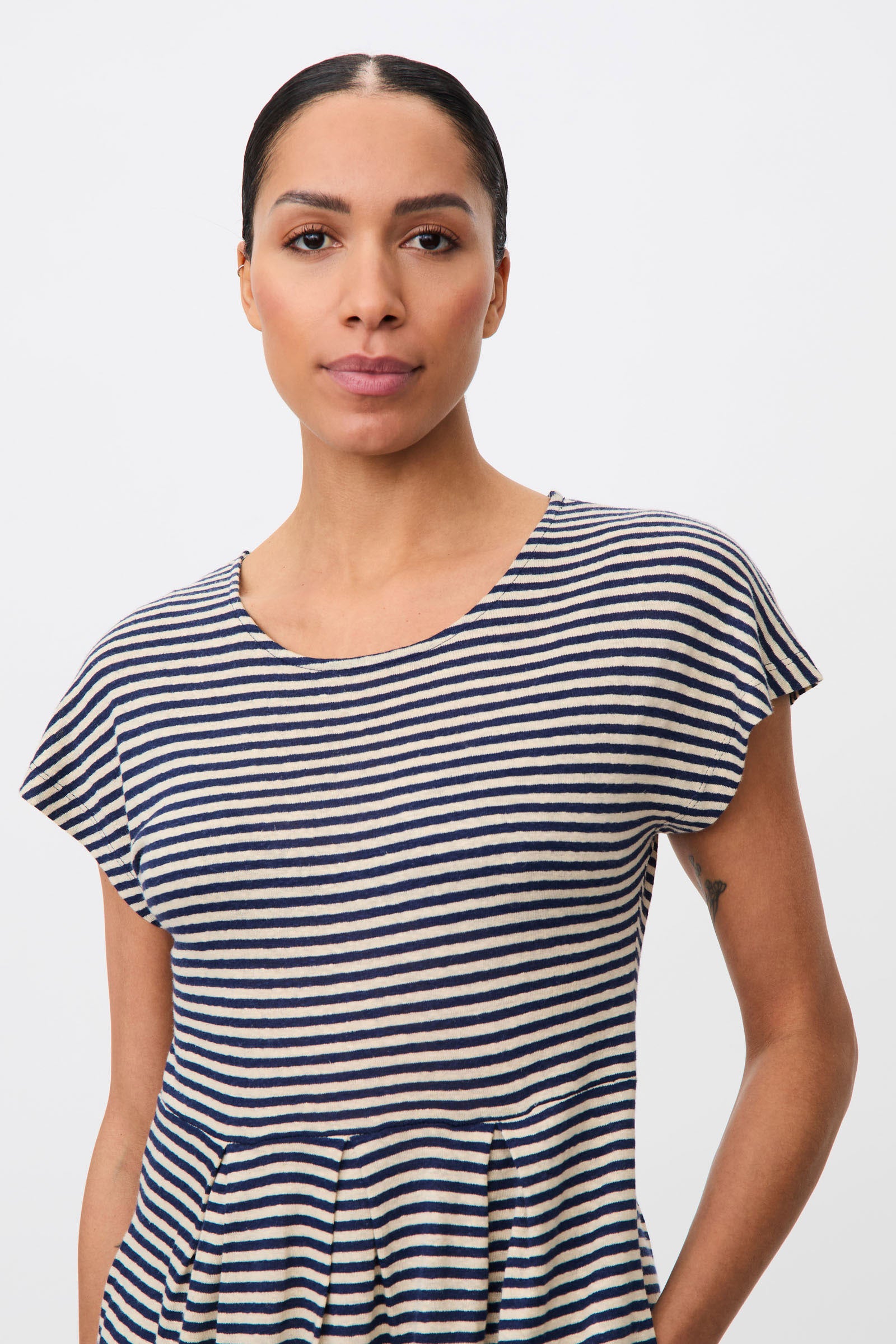 Masai Olnia Striped Linen-blend Jersey Dress - Medieval Blue