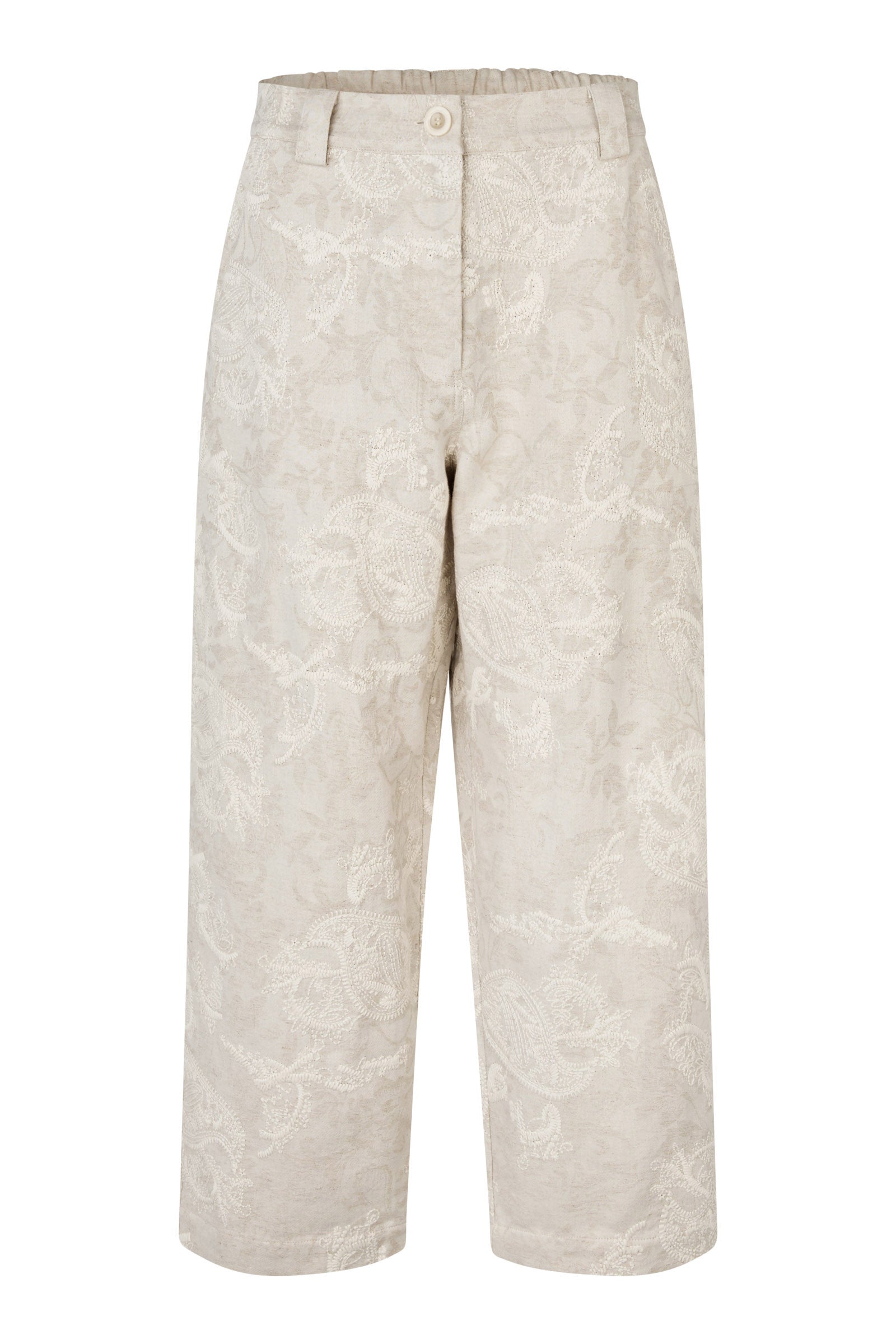 Masai Paelith Embroidered Straight Leg Trousers - Natural