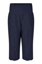 Masai Pallas Elasticated Waist Cropped Linen Trousers - Navy