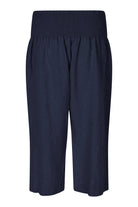Masai Pallas Elasticated Waist Cropped Linen Trousers - Navy