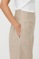 Masai Penna Linen Elastic Waist Cropped Trousers - Natural