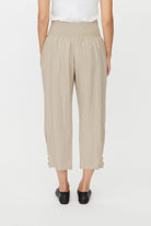 Masai Penna Linen Elastic Waist Cropped Trousers - Natural